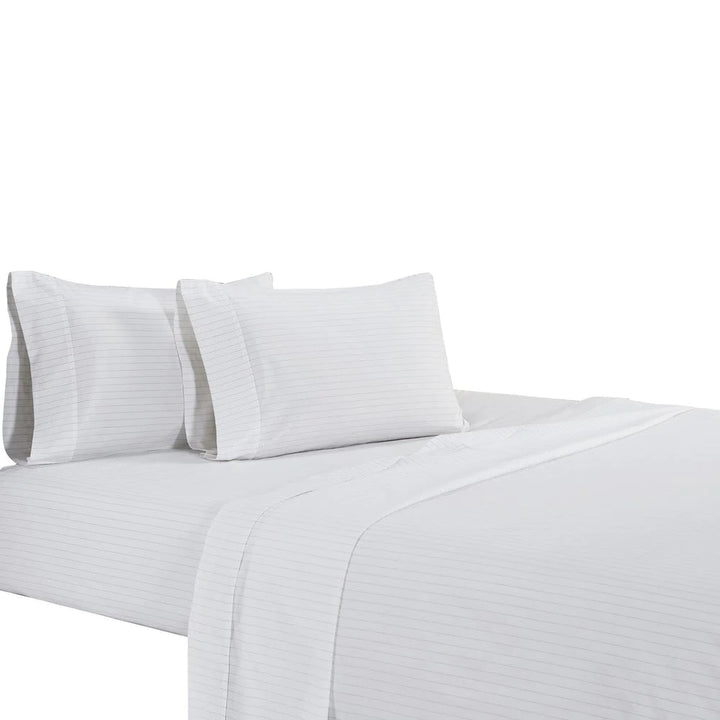 Stripe white organic cotton bed sheet