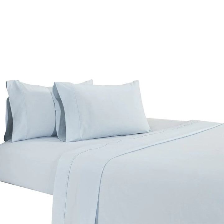 Light blue 100% cotton bed sheet set
