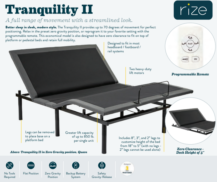 Tranquility ii Adjustable Bed base