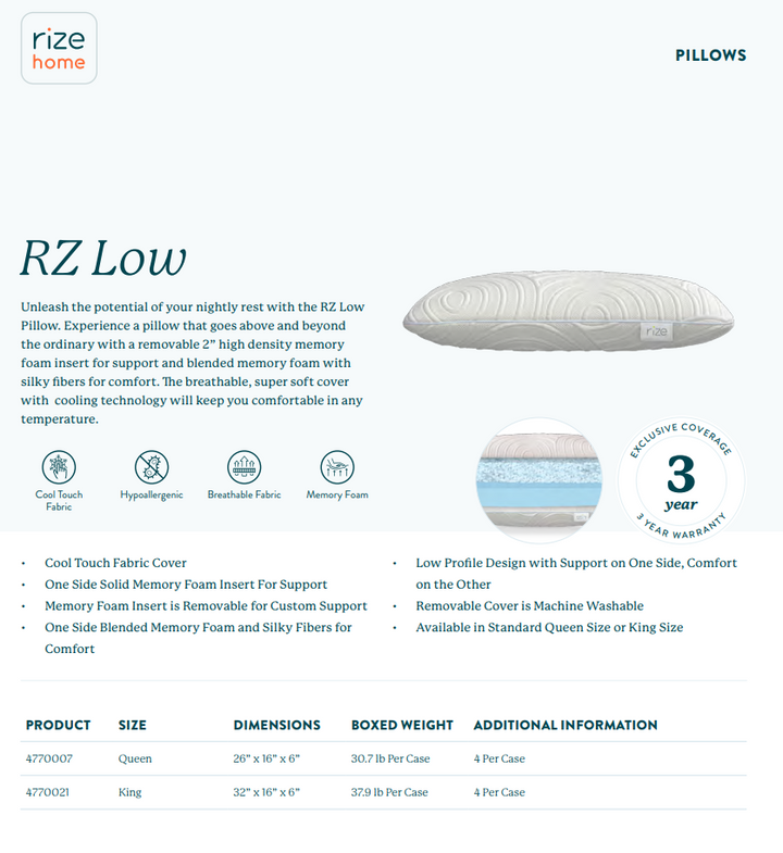 Hypoallergenic & Breathable  Memory Foam Dual Cool Pillow