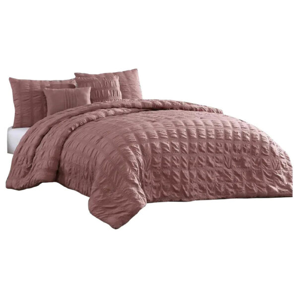 5 Piece Textured Microfiber Comforter Set - Image 2