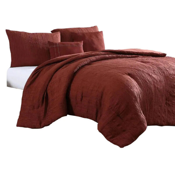 5 Piece Textured Microfiber Comforter Set - Image 3