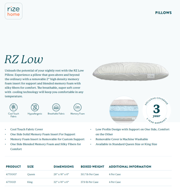 Hypoallergenic & Breathable  Memory Foam Dual Cool Pillow